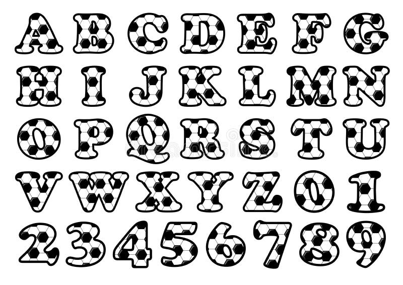 Soccer alphabet and numbers set vector illustration