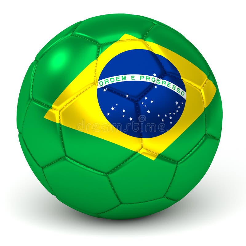 Soccer Ball with Brazilian Flag 3D Render Stock Illustration ...