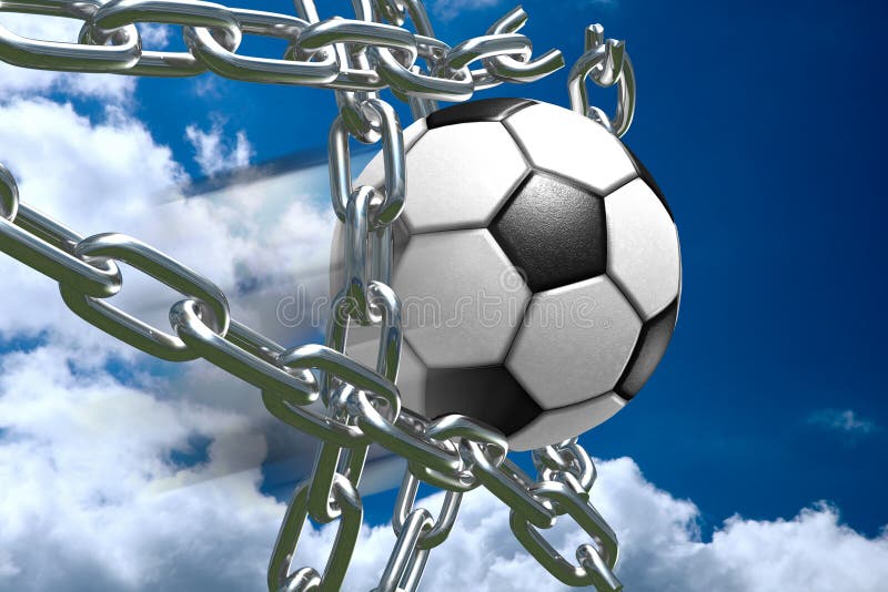 Soccer Ball Breaking through Metal Chains Stock Photo Image of