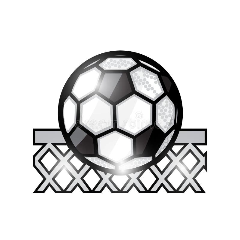 Soccer Ball in Center of Football Goal Net on White. Sport Logo for Any ...