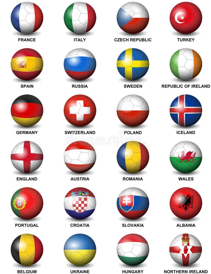 Soccer Ball European Countries Flags Euro 2016 stock illustration Soccer Ball European Countries Flags Euro 2016 stock illustration