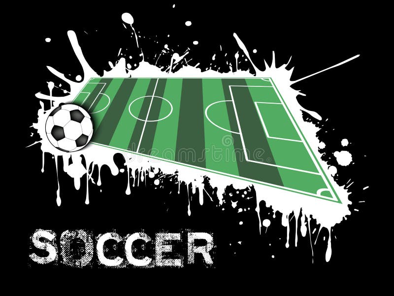 Soccer Ball and Field on a Background of Blots of Paint Stock Vector