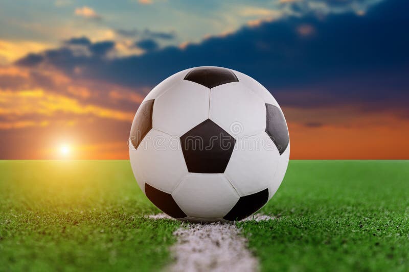 Sunset on soccer field stock photo. Image of evening 18225090