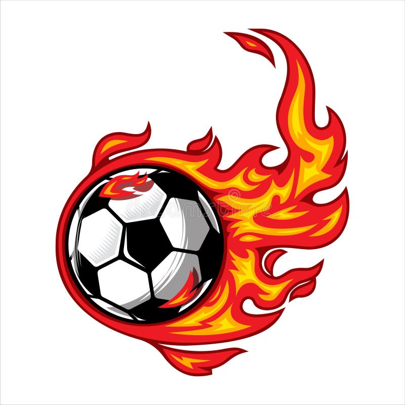 Soccer Ball on Fire Design Vector Illustration Stock Vector