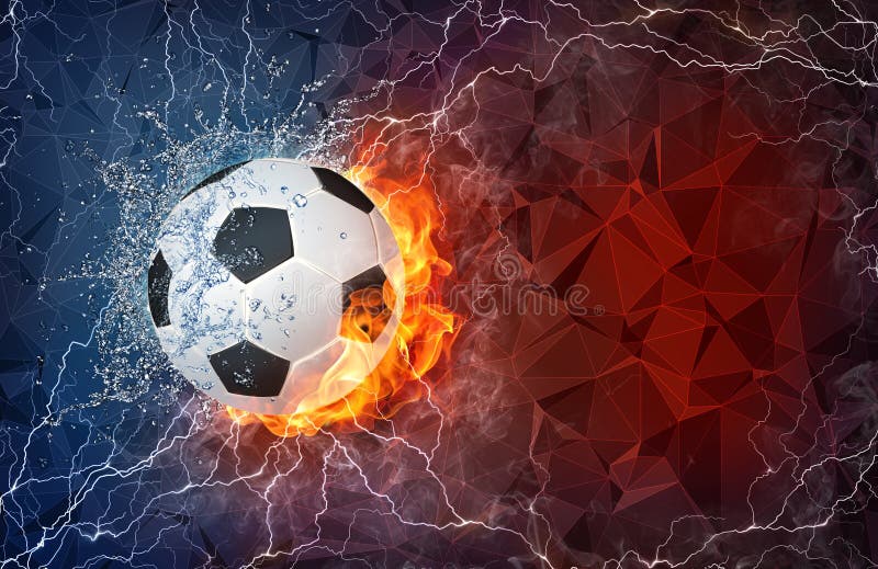 Soccer ball in fire and water stock illustration Soccer ball in fire and water stock illustration
