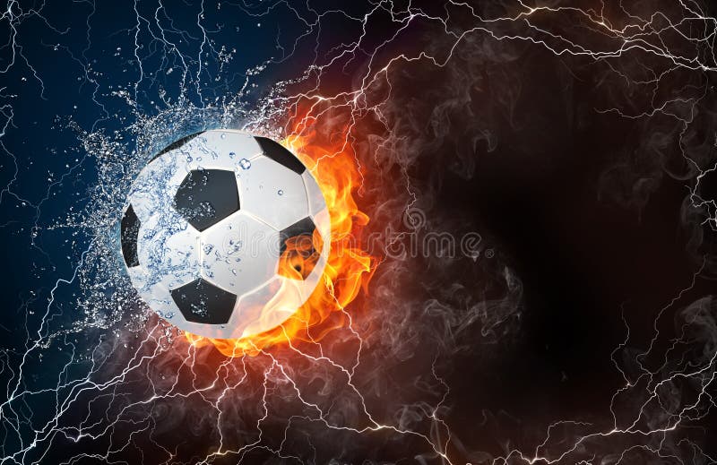 Soccer ball in fire and water