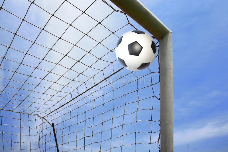 Soccer ball in goal stock photo. Image of football, goal 26573634