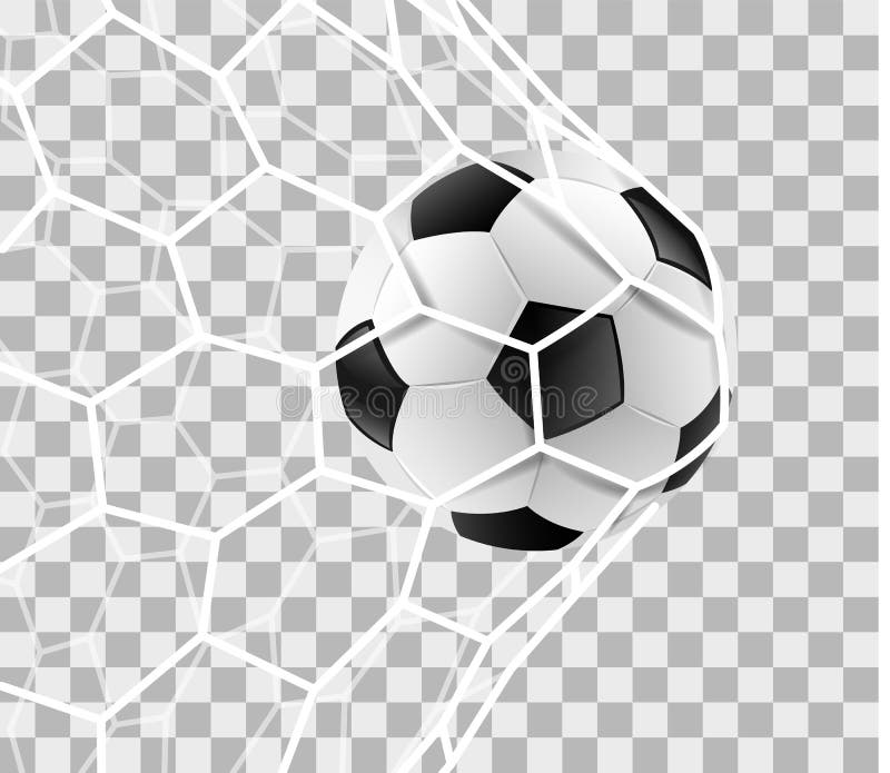 Soccer ball in a goal net isolated vector background