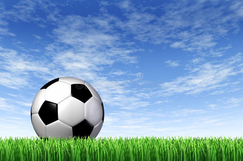 Soccer Ball and Grass Field Background Stock Illustration