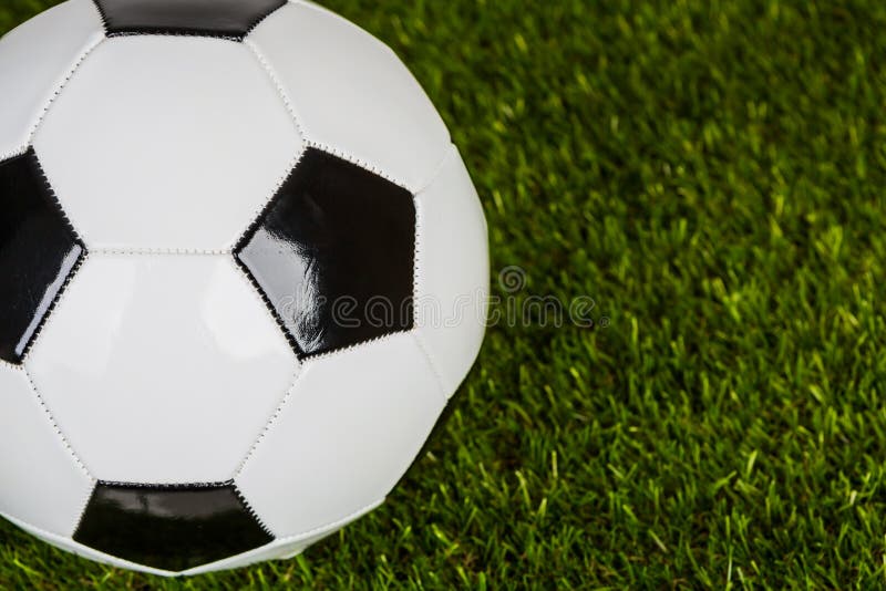Soccer ball on grass stock image. Image of path, lush 38731235