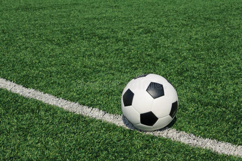 Soccer Ball in Goal and Green Grass Field Stock Image Image of