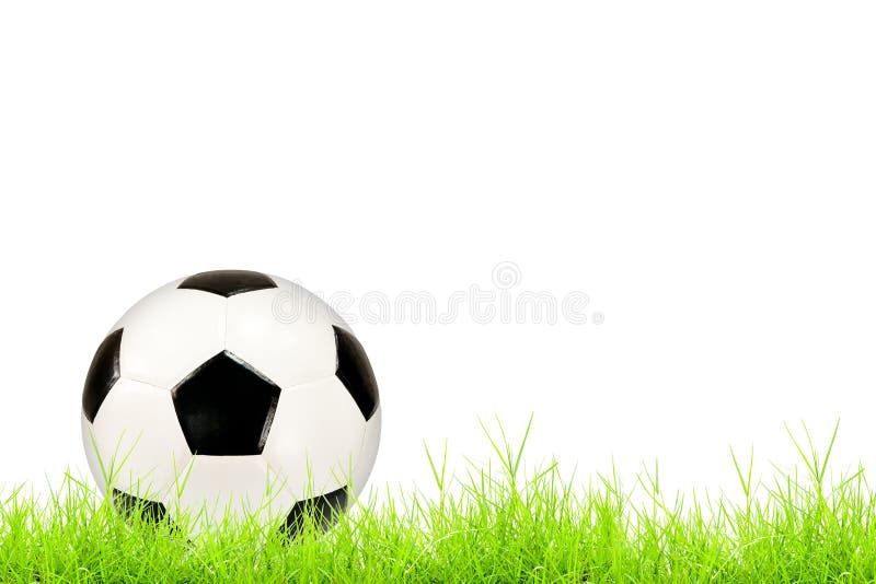 Soccer ball on green grass stock photos