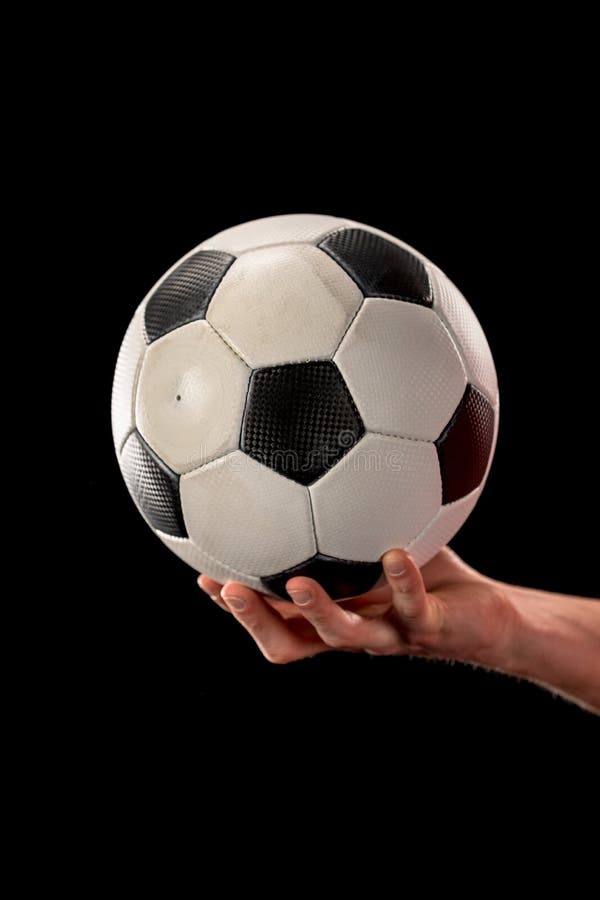 Soccer ball in hand stock photo. Image of health, activity 84428446