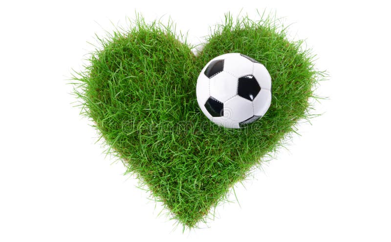 Soccer Ball on Heart Shape Grass - White Background