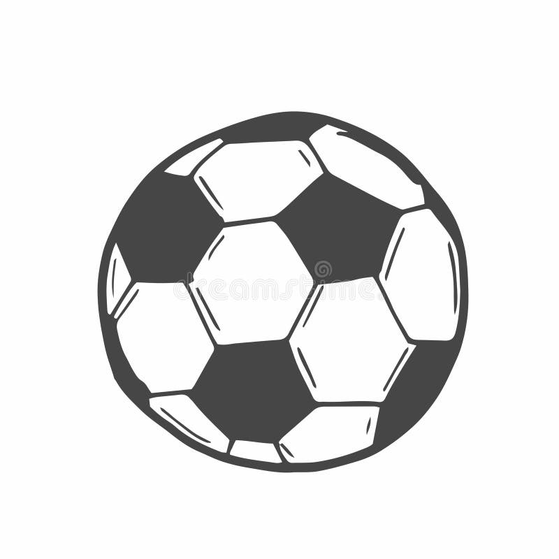 Soccer Ball Icon in Doodle Style Isolated on White Background Stock Vector Illustration of