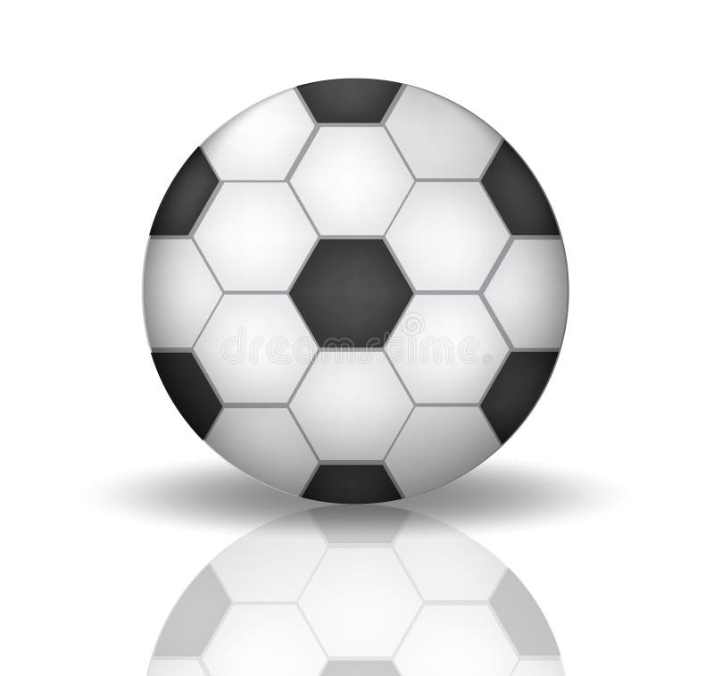 Soccer ball icon in realistic, 3d style. Football, sport concept. Isolated on white background with reflection. Vector vector illustration