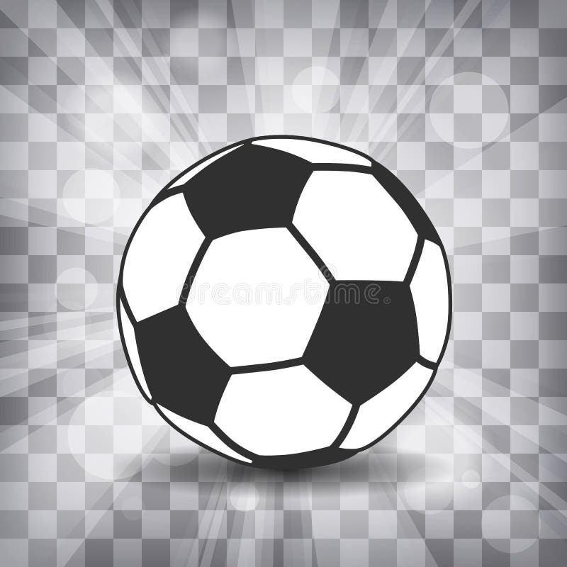 soccer ball icon with shadow and flash rays on a chequered backg