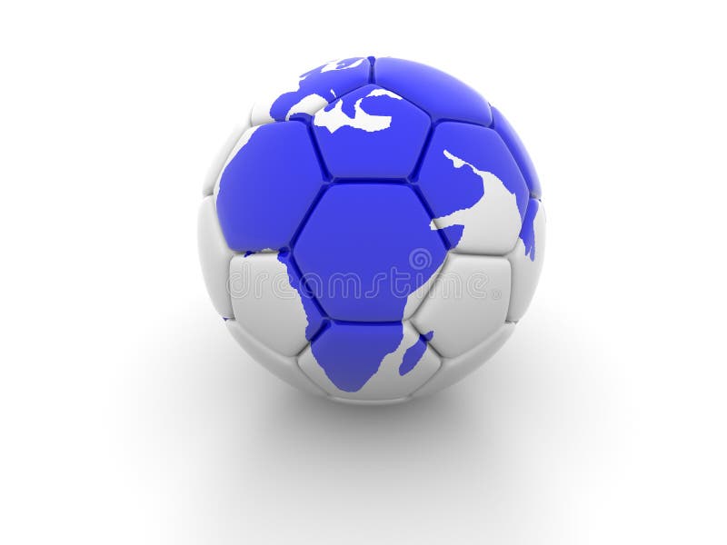Soccer Ball with the Image of Parts of the World 3d Render Stock
