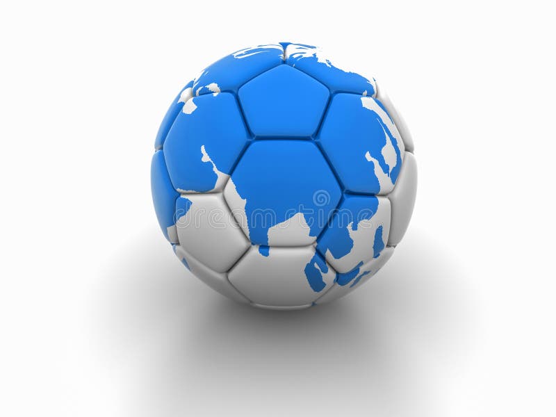 Soccer Ball with the Image of Parts of the World 3d Render Stock