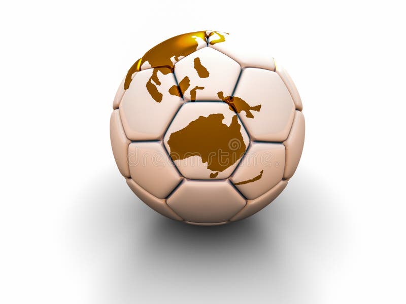 Soccer Ball with the Image of Parts of the World 3d Render Stock