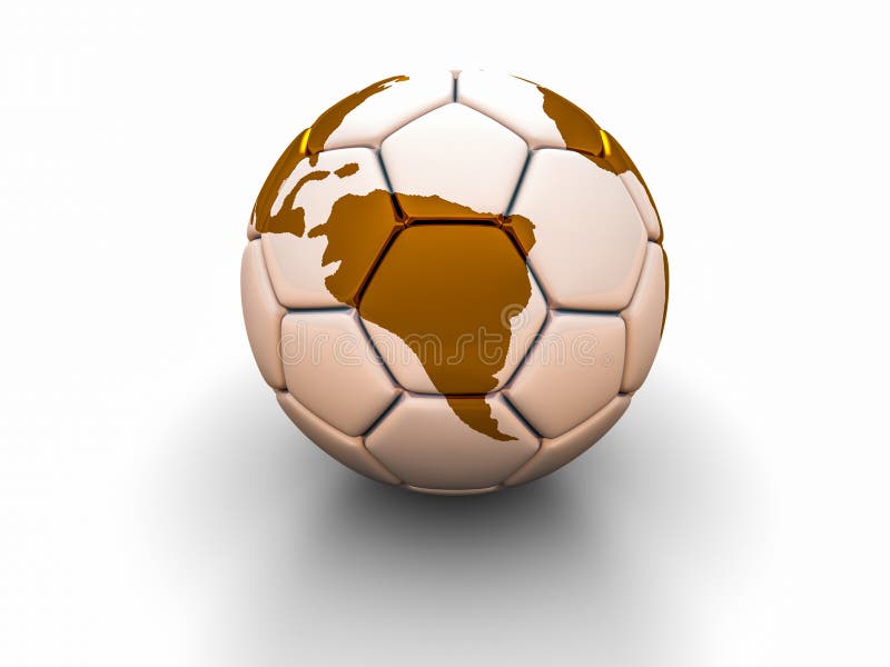 Soccer Ball with the Image of Parts of the World 3d Render Stock