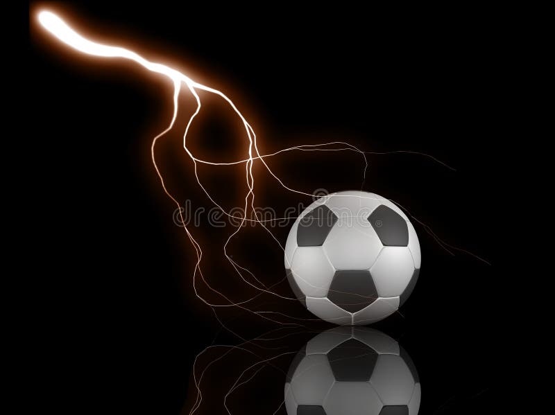 Soccer ball and lightning stock illustration. Illustration of