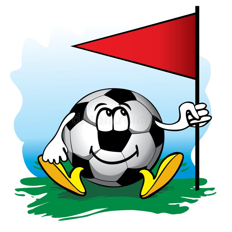Soccer Ball Near the Corner Flag. Vector. Stock Vector Illustration