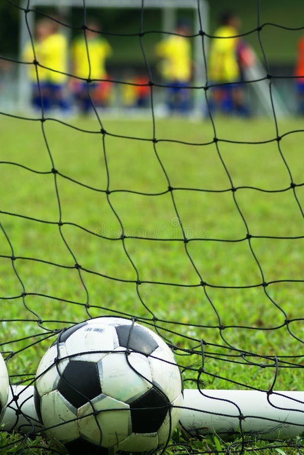 Soccer Ball in Net at Field Stock Photo Image of goalpost, sports
