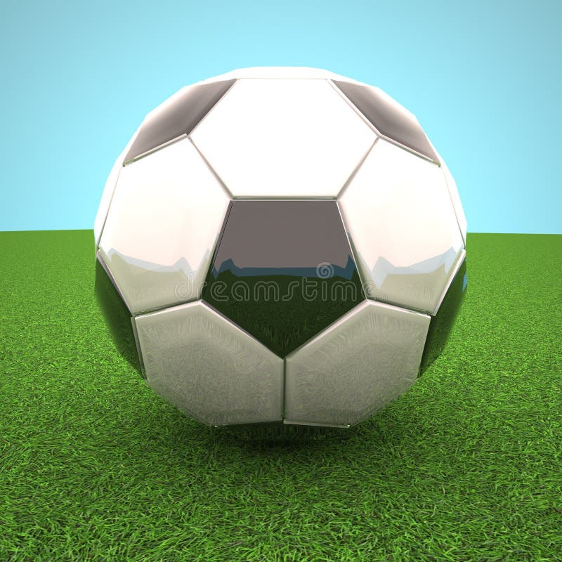 Soccer Football Ball On Green Grass Over White Background Stock Vector