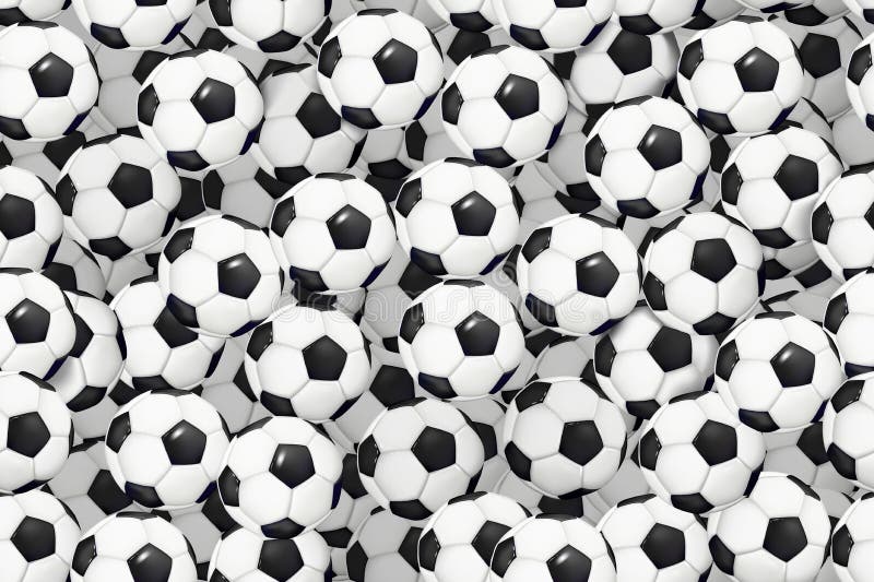 Soccer Ball Pile, Football Pattern. Summer Sport, Many Black and White ...