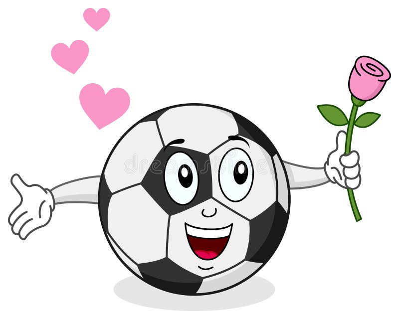 Soccer Ball with Rose Character stock illustration