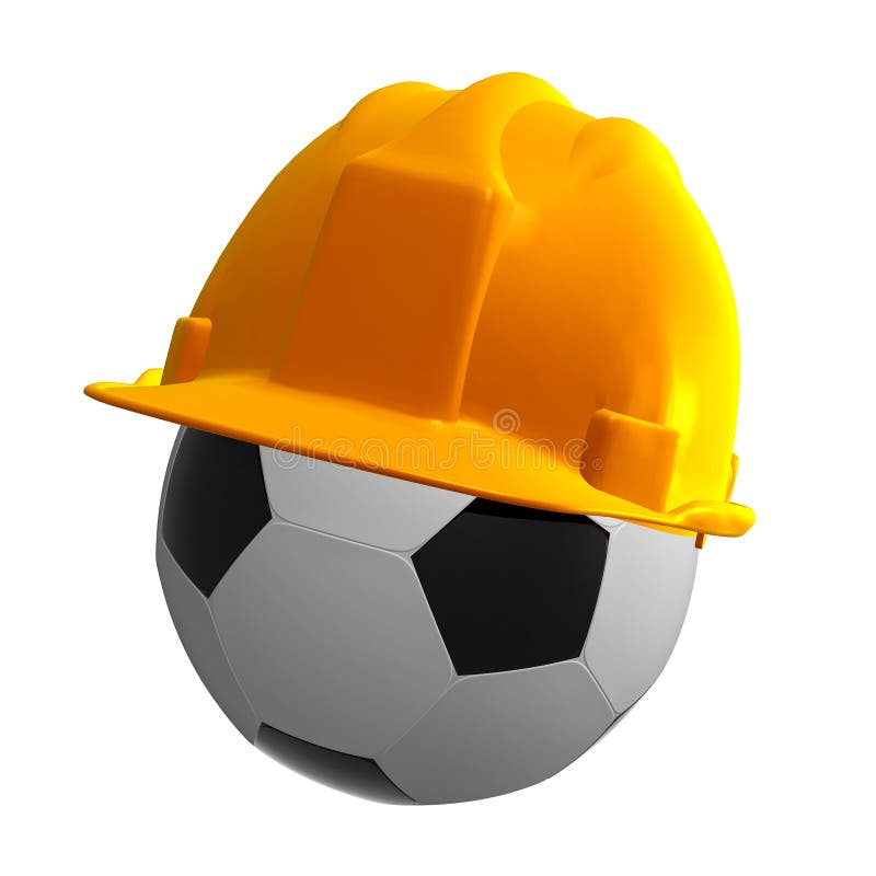Soccer Ball with Safety Helmet Stock Illustration Illustration of
