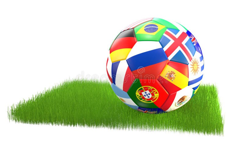 Soccer ball soccer field 3d rendering isolated royalty free illustration