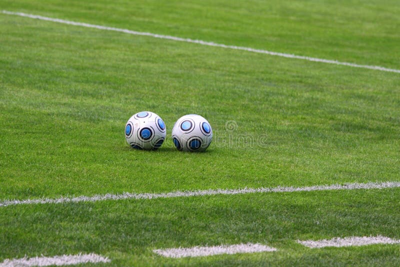 Football 2014 World Cup Teams Soccer Balls Green Grass Stock Image