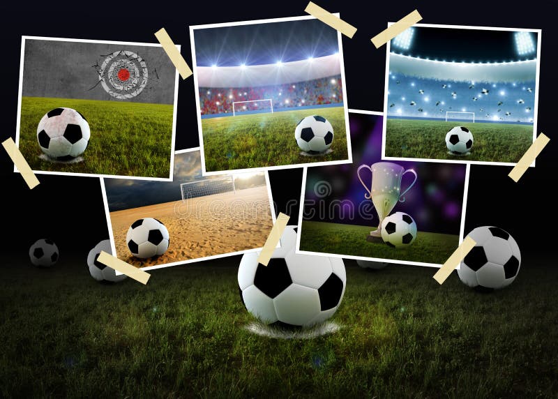 Soccer Collage stock illustration. Illustration of kick 25399943