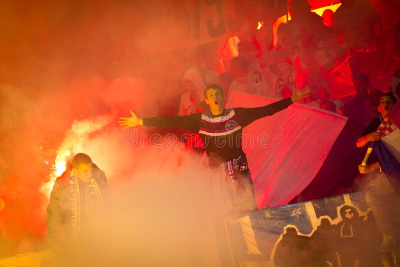 Soccer fans editorial image. Image of torches, audience 26950245