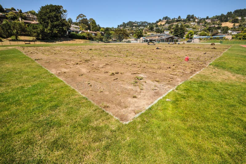 Soccer Field Grass is Removed for Repair Stock Photo Image of grass