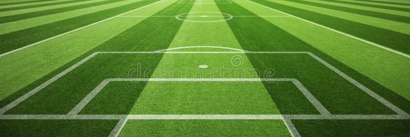 Soccer Field With Green Grass Sport Lawn Background Stock Photo