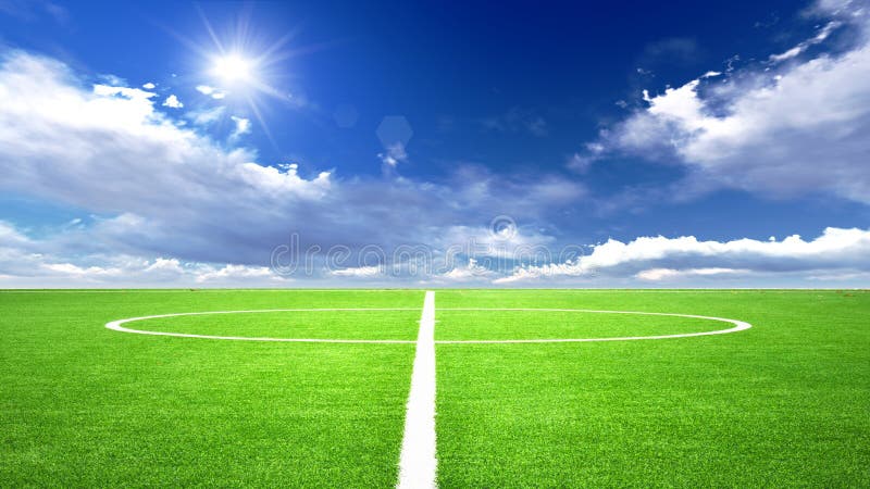 Illustration of soccer field in the blue sky. Grass night sky background illustrations