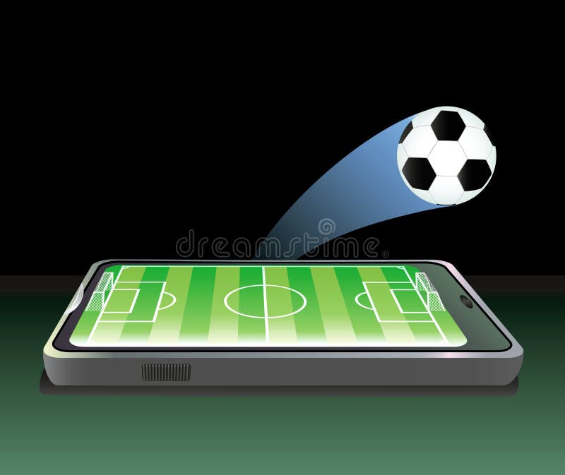 Soccer field in mobile phone.