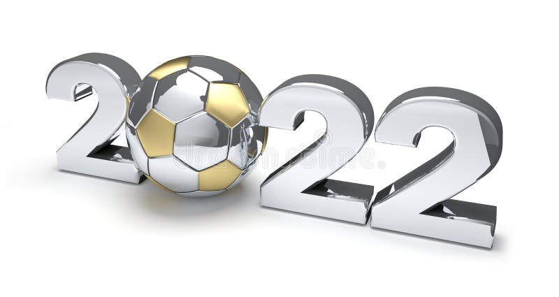 2022 Soccer Ball Thin Letters 3d-illustration Stock Illustration