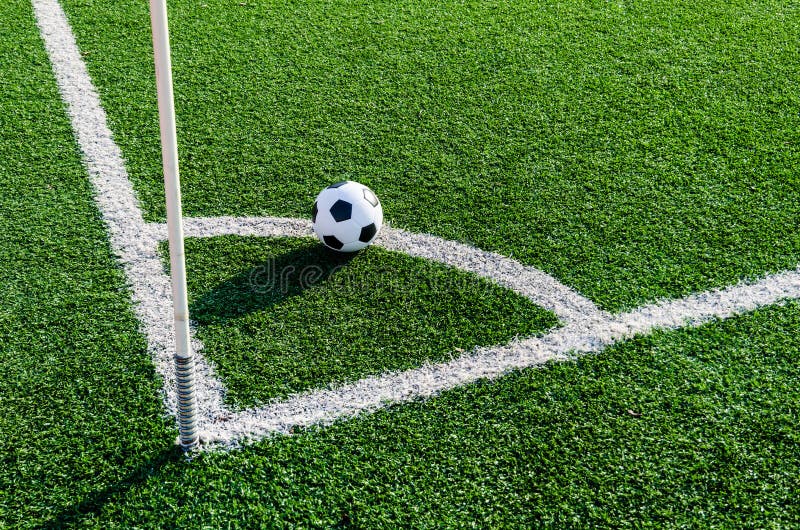 Soccer Football on Corner Line for Corner Kick. Stock Image Image of