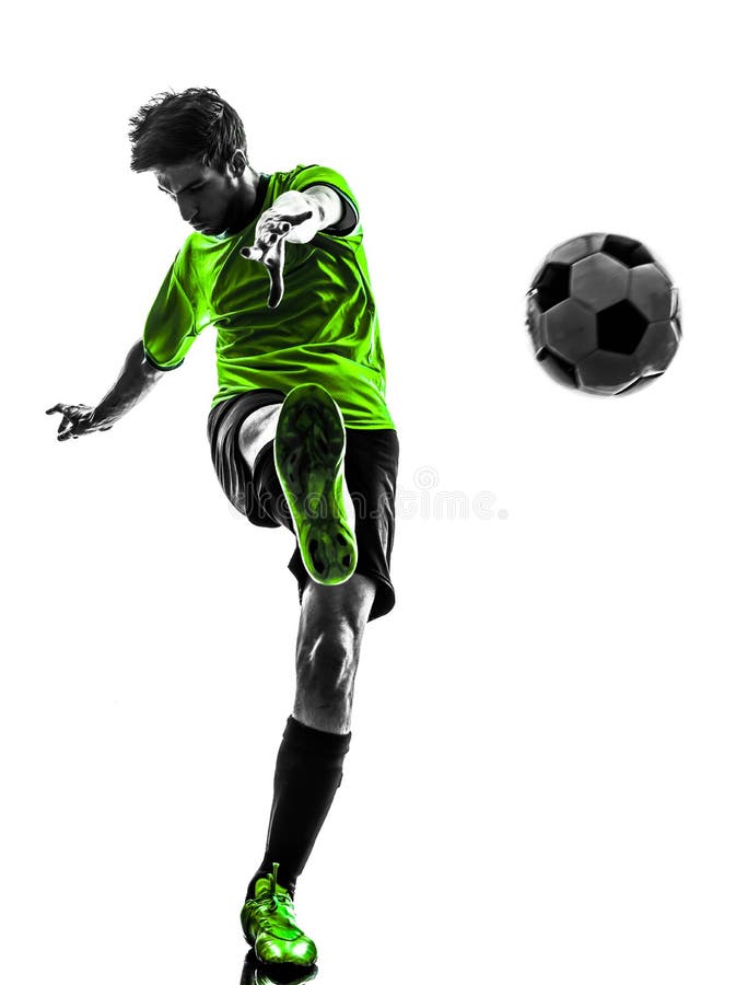 194 Soccer Football Player Young Man Kicking Silhouette Stock Photos ...