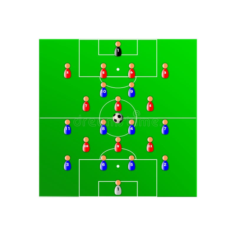 Premium Vector  Football players lineups, formation 4-2-3-1. soccer half  stadium.