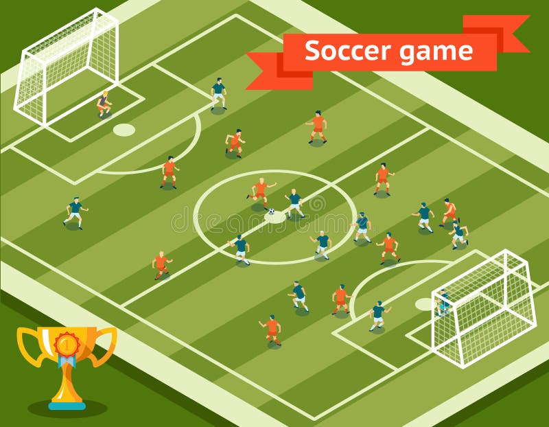 Soccer Game. Football Field and Players Stock Vector - Illustration of