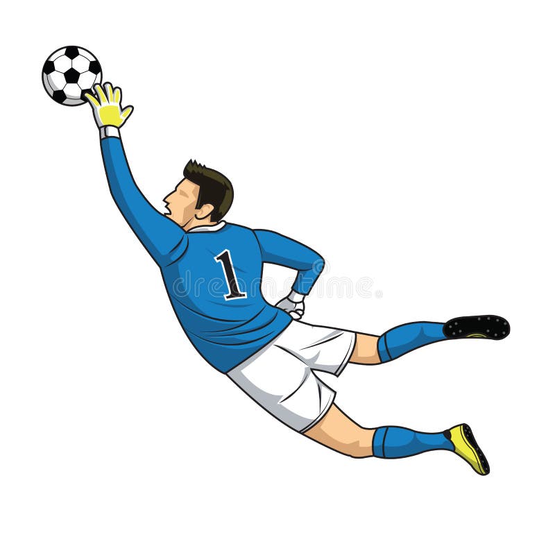 Soccer Goalkeeper Batted Ball Hand Drawing Vector Illustration Stock