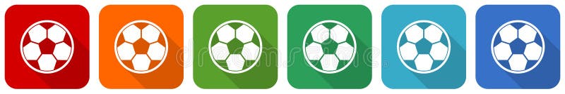 Soccer icon set, flat design vector illustration in 6 colors options for webdesign and mobile applications royalty free illustration