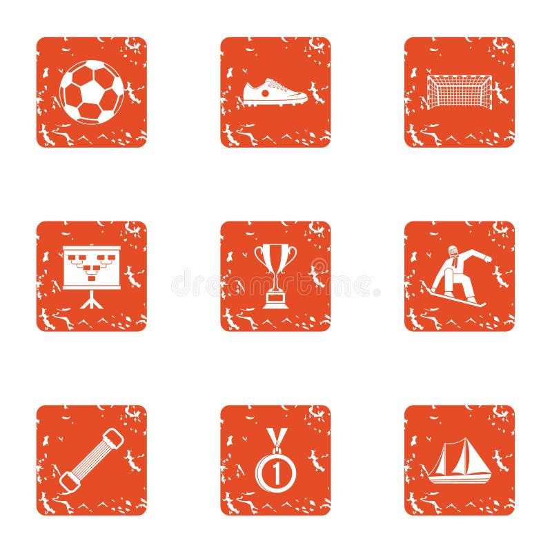 Soccer icons set, grunge style