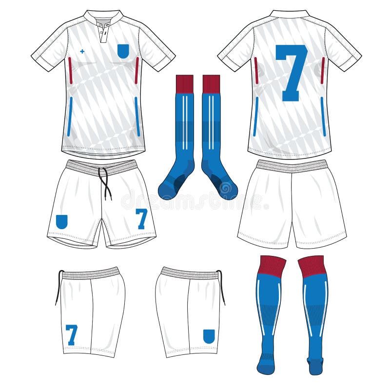 Download White Soccer Jersey With Blue Sock And Short Mock Up Stock ...