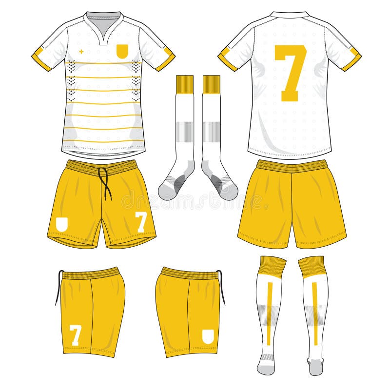 Download White And Yellow Short Soccer Jersey With Sock Mock Up ...